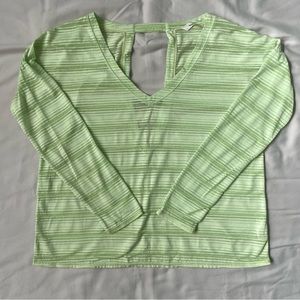 ATHLETA • Shiva Sheer Striped Long Sleeve • XS lime green
